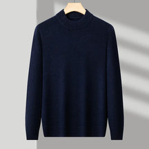 Suéter masculino gola alta em malha tricot dobrado em caixa preta com visual elegante para outono e inverno