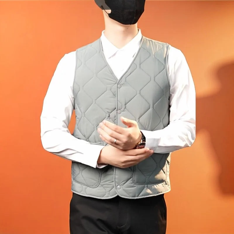 colete masculino térmico preto com botões estilo social acolchoado ideal para inverno e uso elegante