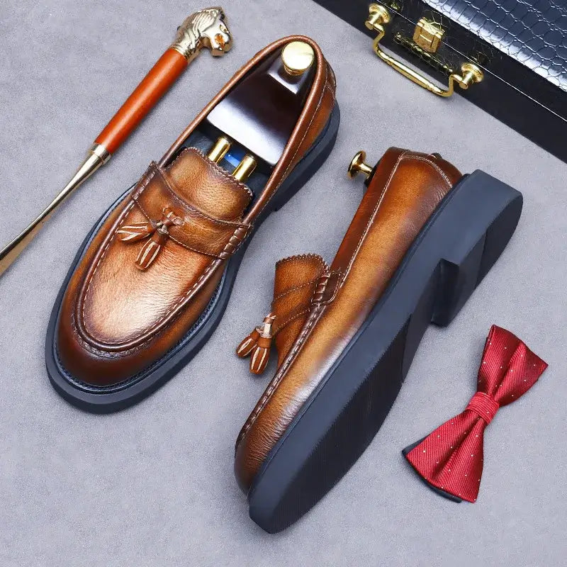 Sapato Masculino Loafer Tassel Em Couro Legítimo Clássico
