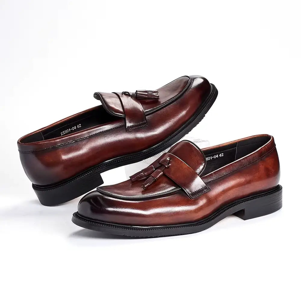 Sapato Masculino Loafer Em Couro Com Tassel