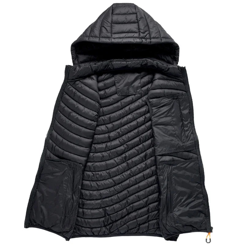 colete masculino acolchoado com capuz e zíper bolsos frontais ideal para inverno e uso casual