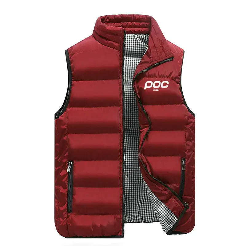 colete masculino acolchoado preto com zíper e bolsos frontais estilo casual moderno para inverno