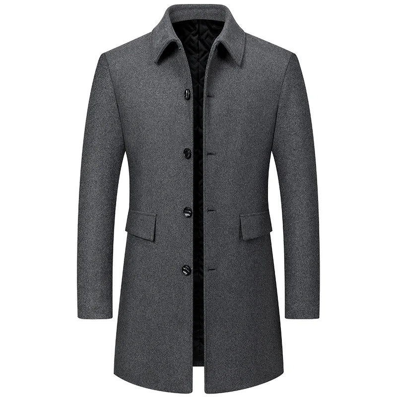 sobretudo masculino cinza lã premium elegante inverno social moderno