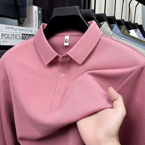Camisa Polo Masculina Milano SilkBlend – Manga Longa Respirável Elegante
