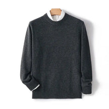 Suéter masculino em lã e cashmere com gola careca e textura elegante para inverno