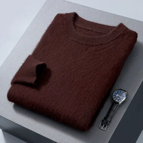 Suéter masculino  cashmere com gola careca e acabamento macio elegante para inverno