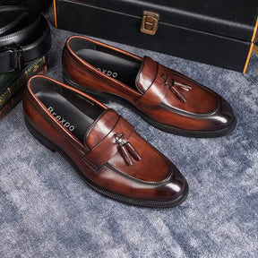 Sapato Masculino Loafer Em Couro Com Tassel