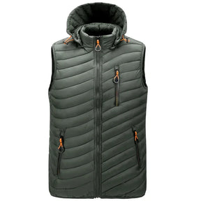 colete masculino acolchoado com capuz e zíper bolsos frontais ideal para inverno e uso casual