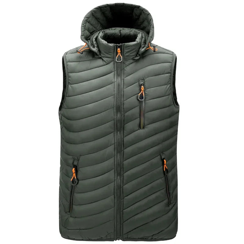 colete masculino acolchoado com capuz e zíper bolsos frontais ideal para inverno e uso casual