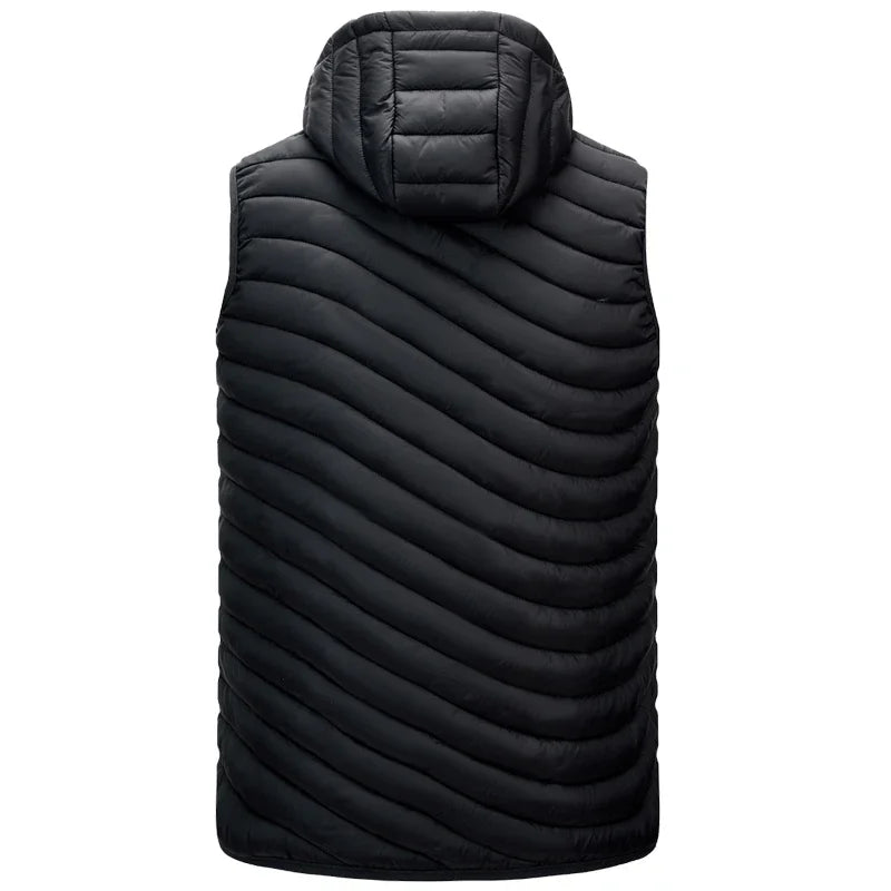 colete masculino acolchoado com capuz e zíper bolsos frontais ideal para inverno e uso casual