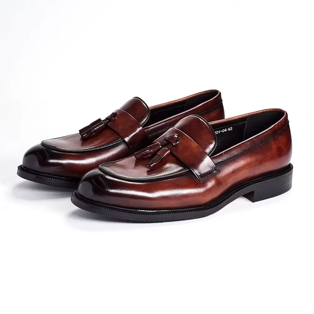 Sapato Masculino Loafer Em Couro Com Tassel
