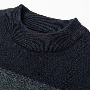 Suéter Masculin Tricô Listrado Gola Alta