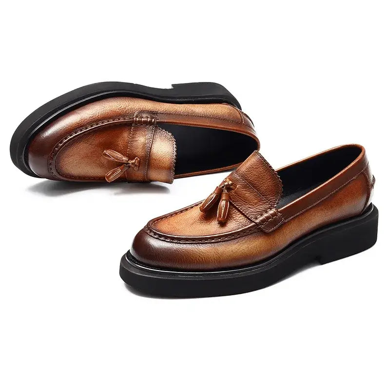 Sapato Masculino Loafer Tassel Em Couro Legítimo Clássico
