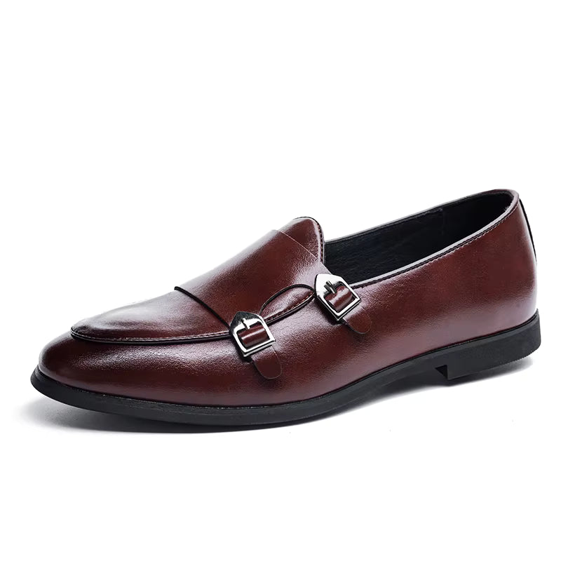 Sapato Masculino Monk Strap Em Couro Polido