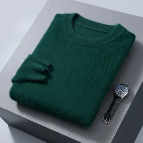 Suéter masculino  cashmere com gola careca e acabamento macio elegante para inverno