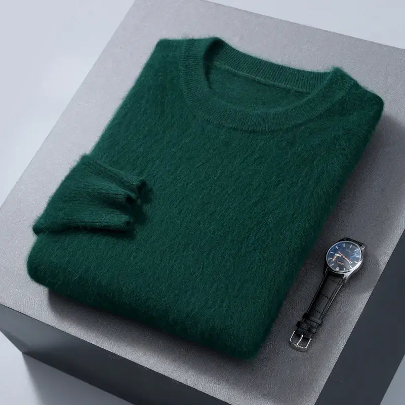 Suéter masculino  cashmere com gola careca e acabamento macio elegante para inverno