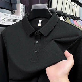 Camisa Polo Masculina Milano SilkBlend – Manga Longa Respirável Elegante