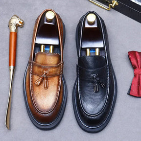 Sapato Masculino Loafer Tassel Em Couro Legítimo Clássico