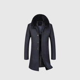 sobretudo masculino longo inverno gola fur preto elegante premium