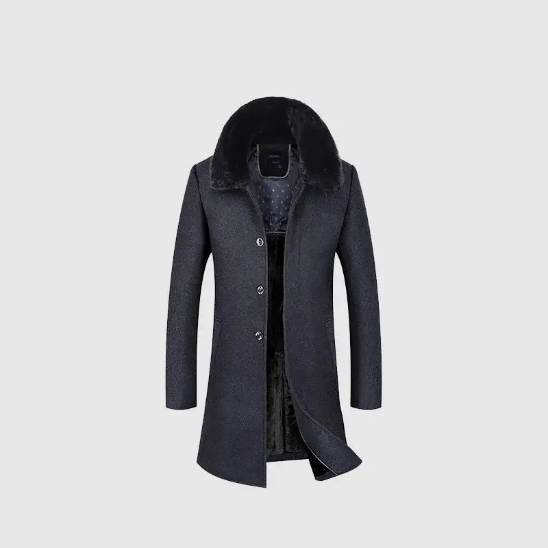 sobretudo masculino longo inverno gola fur preto elegante premium