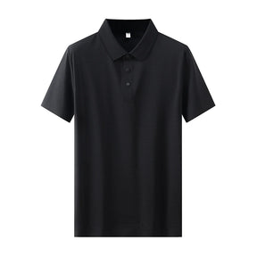 camisa polo masculina com tecido tecnológico respirável e textura elegante exibindo detalhes do tecido