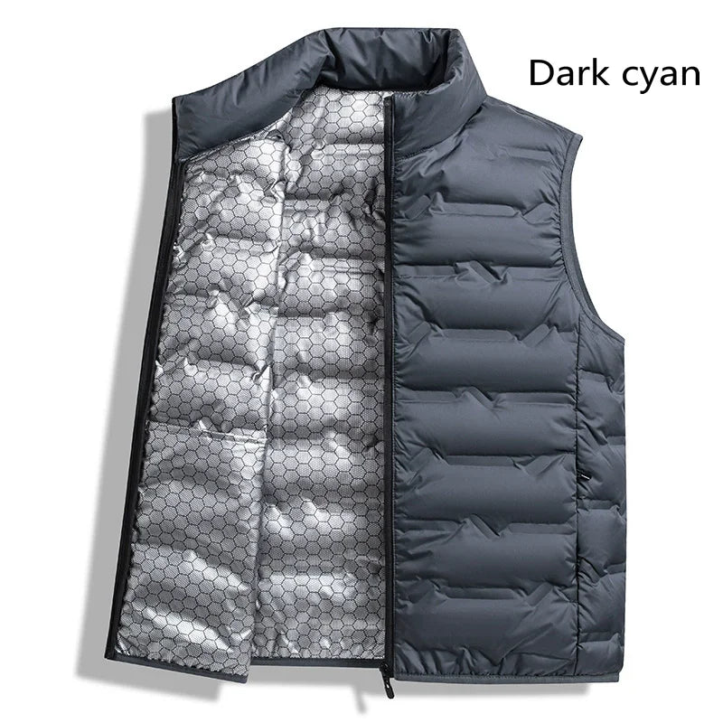 colete masculino térmico preto ultraleve com forro refletivo interno e gola alta ideal para inverno