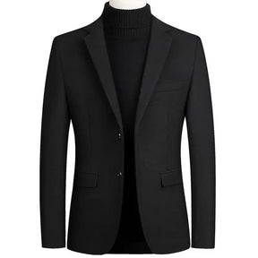 Blazer masculino social de lã slim fit preto com design elegante e sofisticado para inverno e ocasiões formais