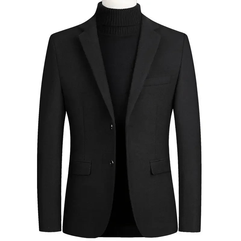 Blazer masculino social de lã slim fit preto com design elegante e sofisticado para inverno e ocasiões formais