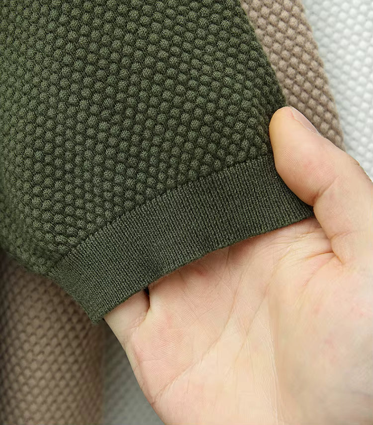 Polo Masculina Respirável em Algodão Texturizado