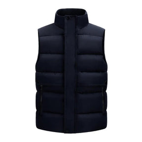 colete masculino puffer com bolsos grandes e fechamento duplo com zíper e botões estilo premium para inverno