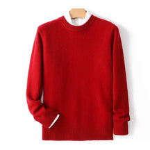 Suéter masculino em lã e cashmere com gola careca e textura elegante para inverno