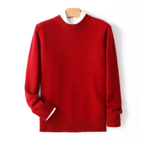 Suéter masculino em lã e cashmere com gola careca e textura elegante para inverno