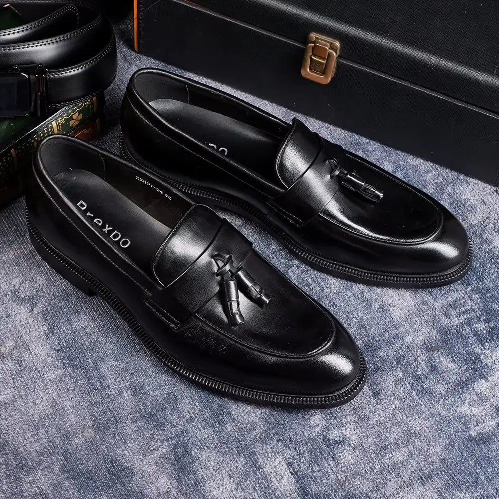 Sapato Masculino Loafer Em Couro Com Tassel