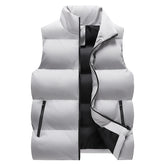 colete masculino puffer com zíper e bolsos frontais estilo minimalista para inverno