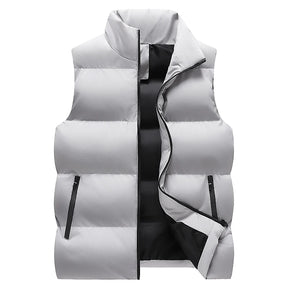 colete masculino puffer com zíper e bolsos frontais estilo minimalista para inverno
