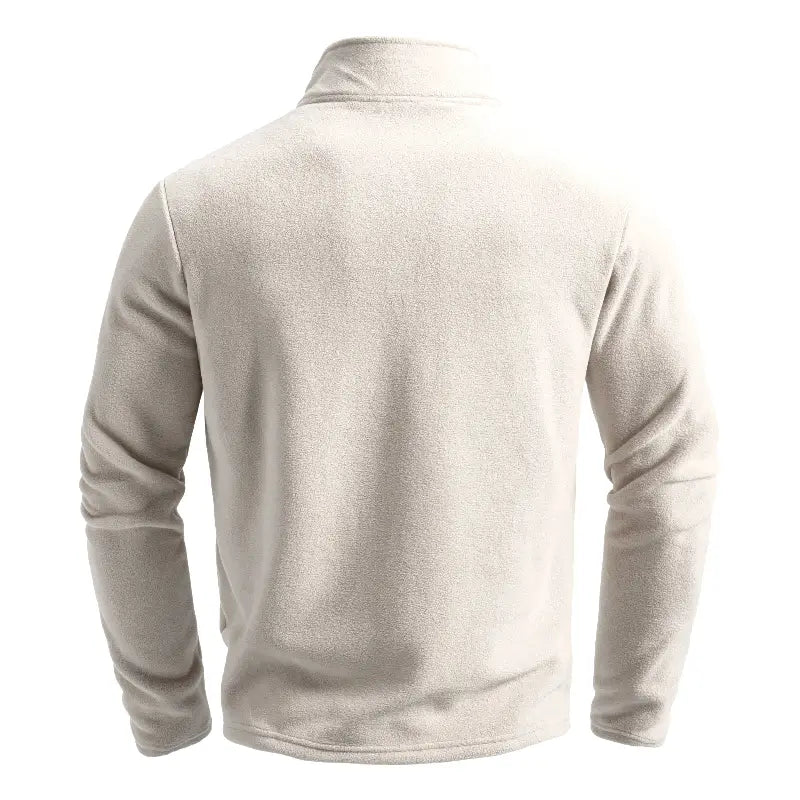 suéter masculino fleece azul claro meio zíper gola alta inverno térmico confortável