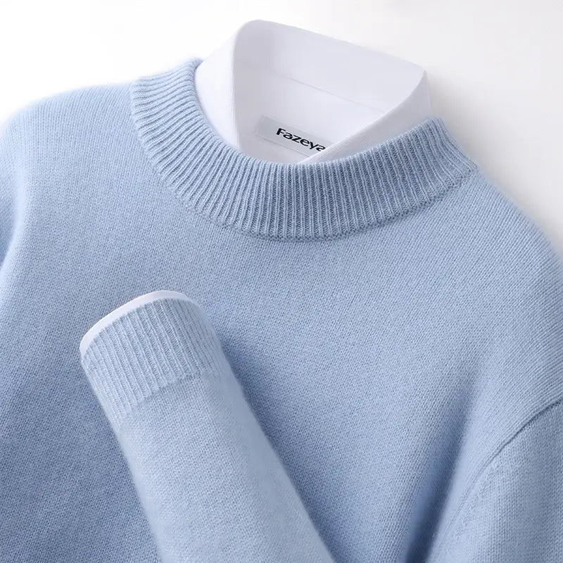 Suéter masculino em cashmere com gola alta e textura macia elegante para inverno sofisticado