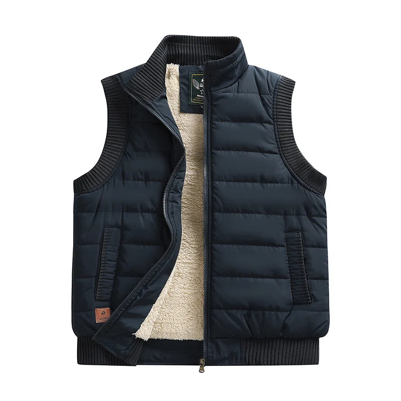 colete masculino puffer com forro aveludado interno e gola alta estilo premium para inverno