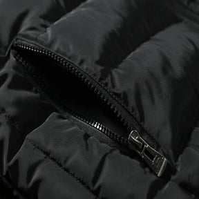 colete masculino acolchoado preto com zíper e bolsos frontais estilo casual moderno para inverno