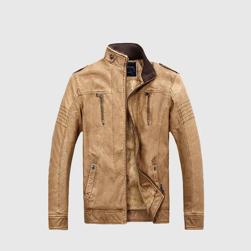 Jaqueta biker masculina com forro interno térmico e design moderno