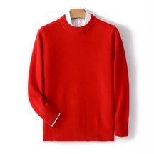 Suéter masculino em lã e cashmere com gola careca e textura elegante para inverno