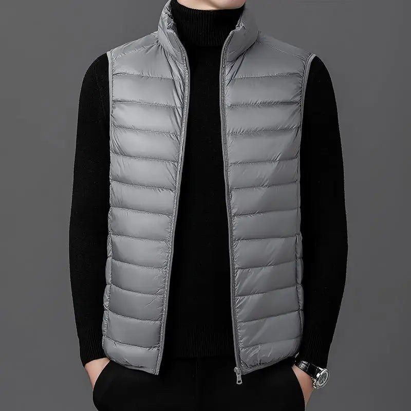 colete masculino puffer leve com design minimalista e gola alta ideal para meia estação e looks elegantes