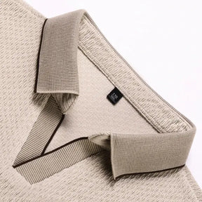 camisa polo masculina de tricot manga longa com tecido macio e elegante exibindo textura do knitwear