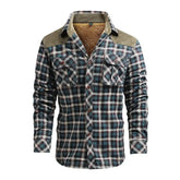 Camisa flanela masculina xadrez forrada para inverno 