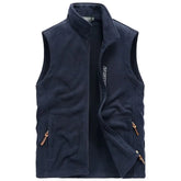 colete masculino cinza fleece aveludado com bolsos e zíper frontal estilo casual confortável para inverno