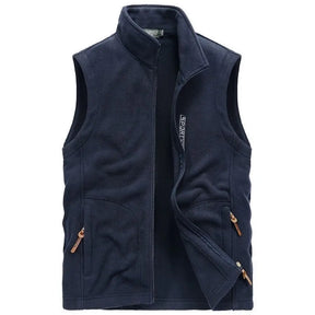 colete masculino cinza fleece aveludado com bolsos e zíper frontal estilo casual confortável para inverno