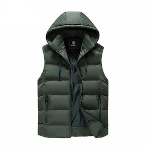 colete masculino acolchoado claro com capuz removível e bolsos com zíper ideal para inverno e uso casual
