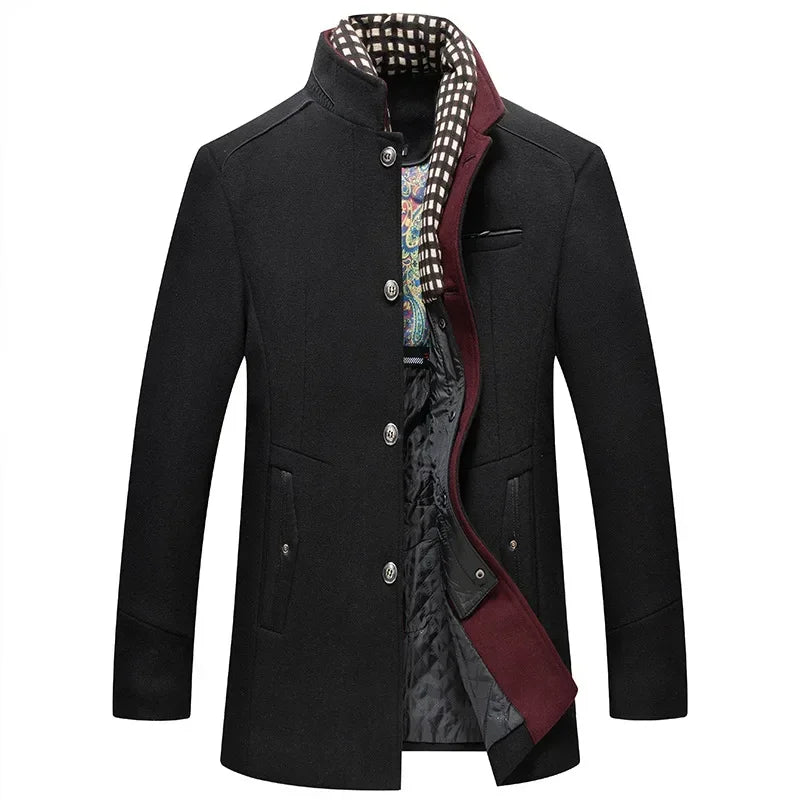 sobretudo masculino  lã premium gola alta elegante inverno