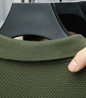 Polo Masculina Respirável em Algodão Texturizado