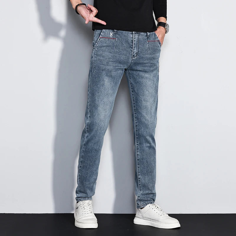 Calça Jeans Masculina Slim Premium com Lavagem Vintage